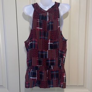 Tommy Hilfiger Red and Blue Plaid Blouse